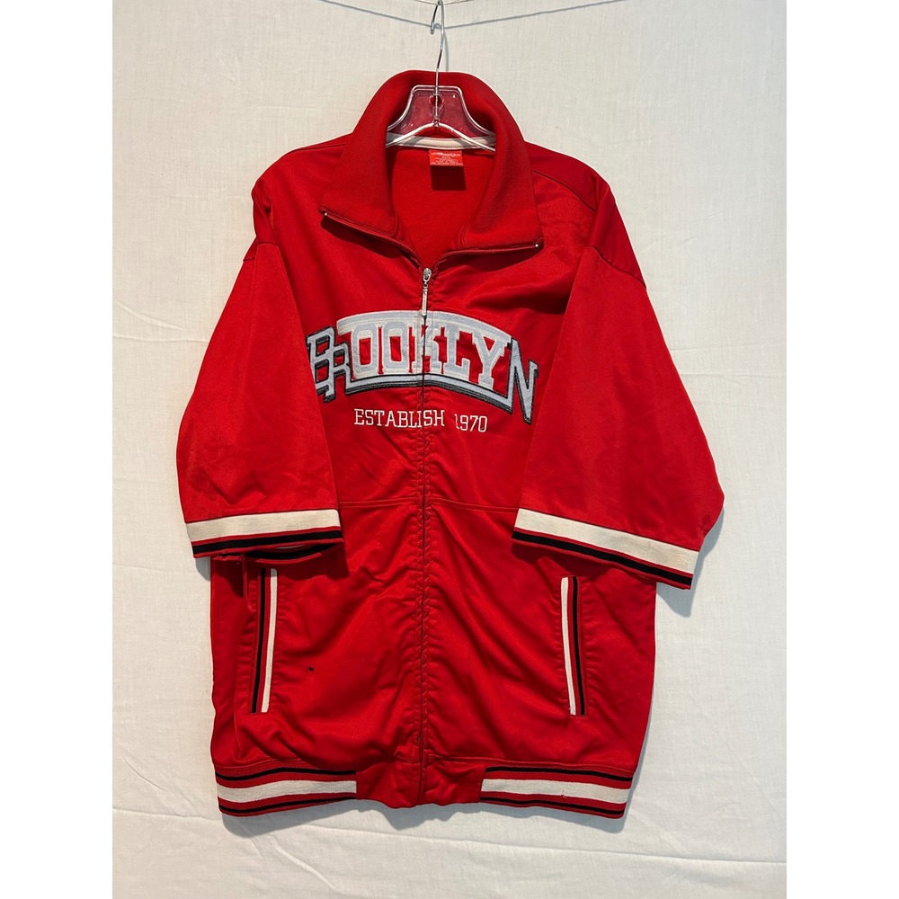 Brooklyn Xpress Mens Red Short Sleeve Track Jacket XXXL Embroidered Streetwear